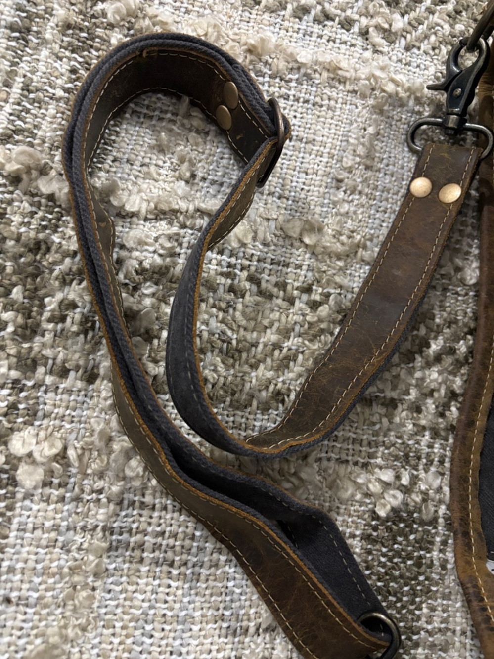 Myra Bag Woven Pattern Crossbody Bag with Cowhide Front Pocket - Picture 8 of 16